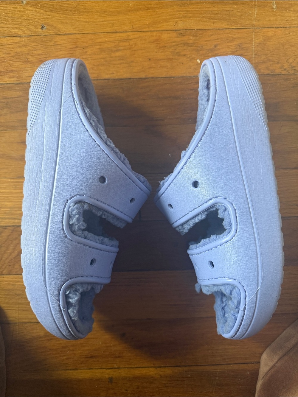 CROCS Women's Plush-Lined Double-Strap Slide Sandals — Light Lavender - Picture 12 of 12